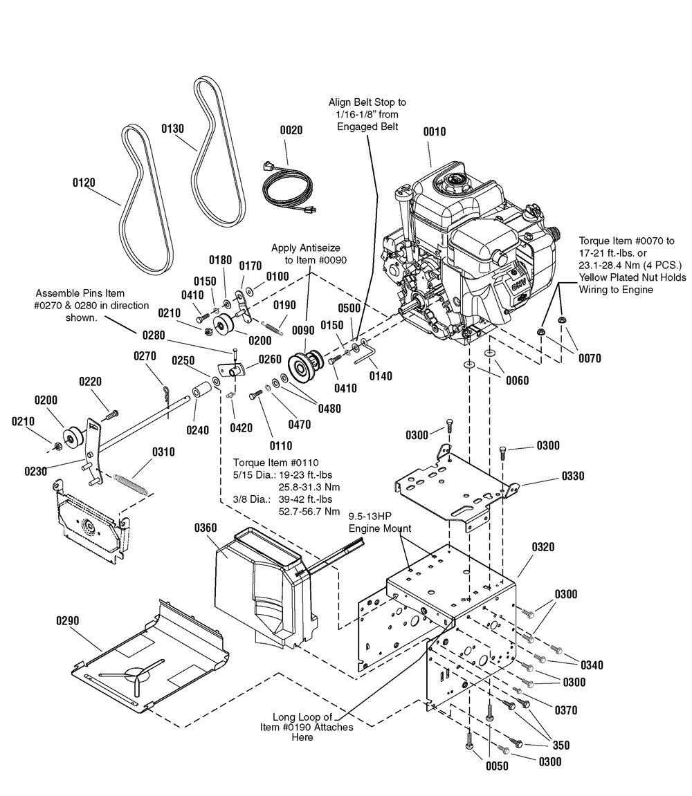 Engine And Frame Group Diagram and Parts List for 1695725 2009 Briggs and Stratton Snow Blower